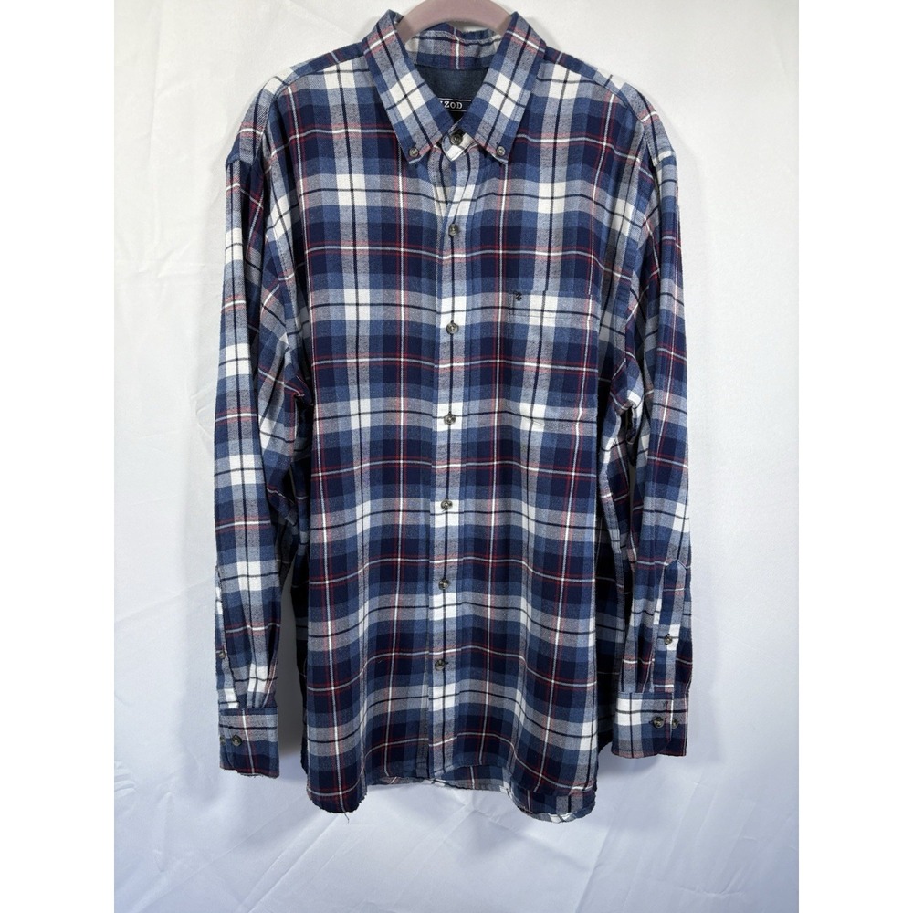 Izod Flannel Shirt Size L Plaid Check Button Up Long Sleeve